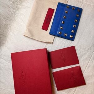 Valentino Royal Blue Studded Card Holder